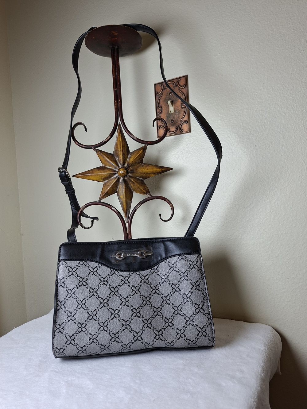 Classic Monogram Tote Bag in Gray and Black